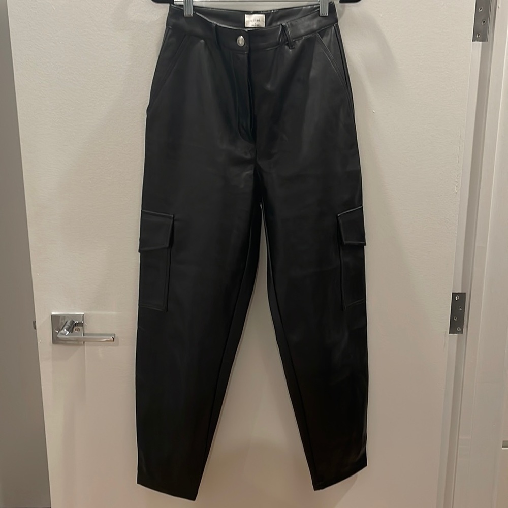 Aritzia - Modern Vegan Leather Cargo High Rise Pant